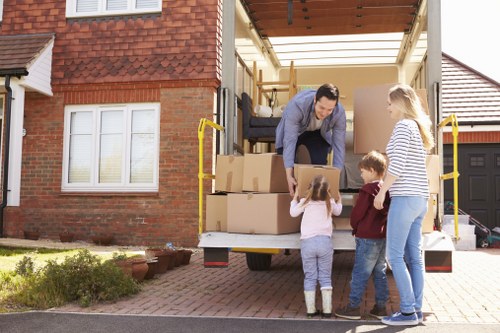 Professional movers handling a flat removal in Westhampstead