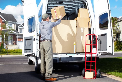 Packed student belongings ready for collection in a West Hampstead flat