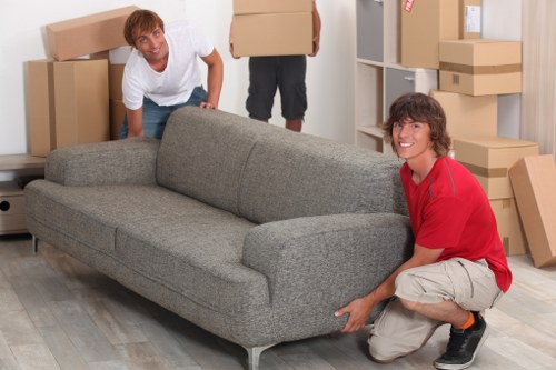 Moving van near West Hampstead homes and apartment buildings