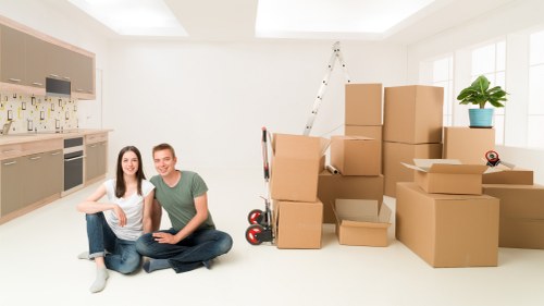 Packed boxes ready for removals in Westhampstead