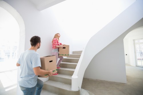 Office furniture and equipment prepared for a local commercial move