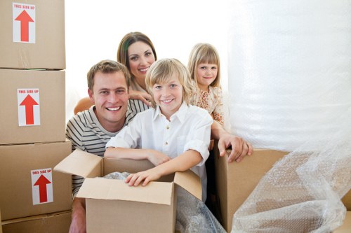 Packed student boxes ready for removals in West Hampstead